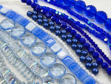 Czech Glass Bead Mix - Cobalt Frost