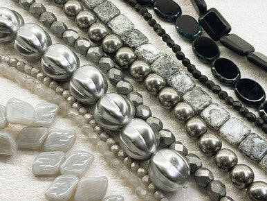 Czech Glass Bead Mix - Silver Noir
