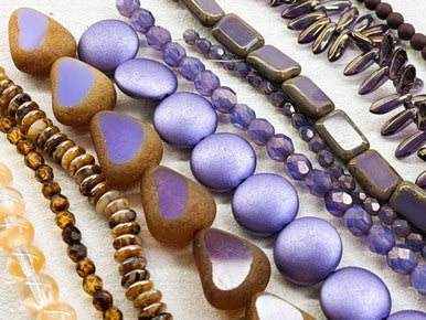 Czech Glass Bead Mix - Heather & Sand