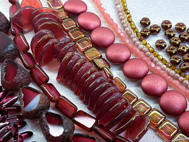 Czech Glass Bead Mix - Fuchsia Ember