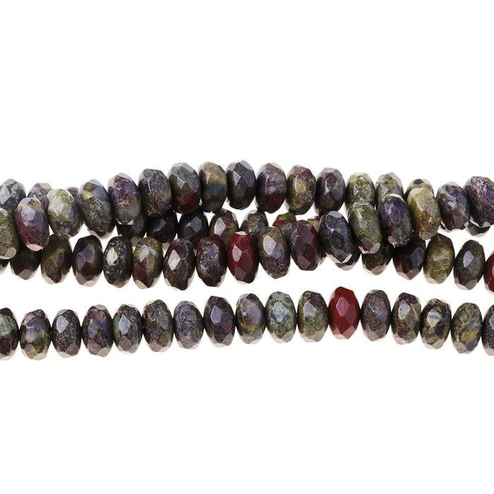 Dragon Blood Jasper 8mm Faceted Rondelle 8-Inch