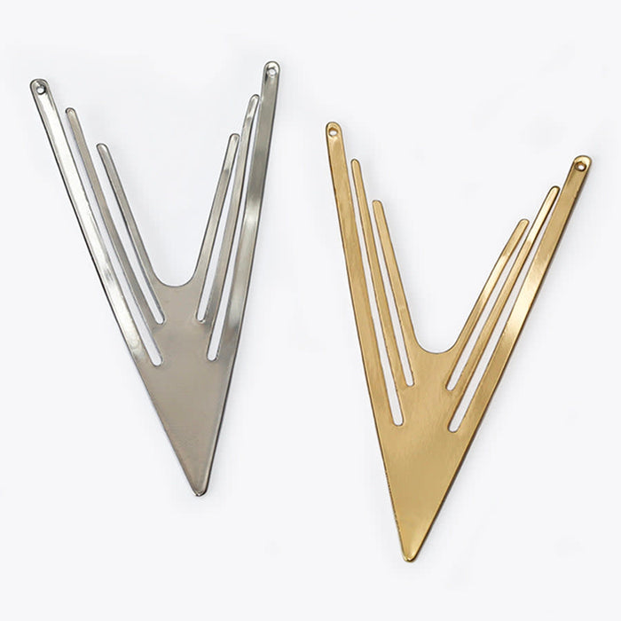 60mm Grande Art Deco 'V' Connector/Pendant from the Deco Collection - Gold Plated Brass