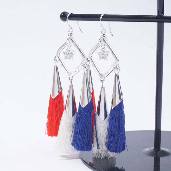 52mm Red Tassel with Shiny Silver Cap (1 Pair)
