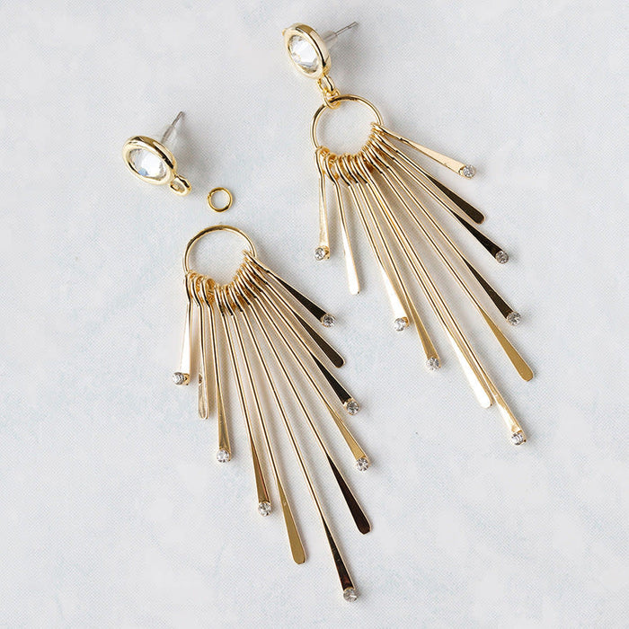 80mm 11 Piece Graduated Paddle Focal with Rhinestone Tips - Gold Plated Brass from the Glam Collection