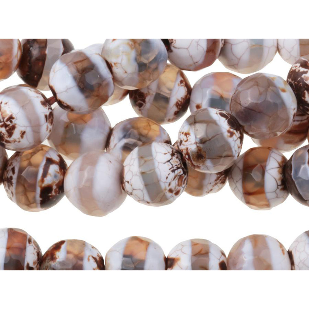 Dakota Stones Gemstone Beads, Lined Dzi Agate, Faceted Round 10mm (15 Inch Strand)