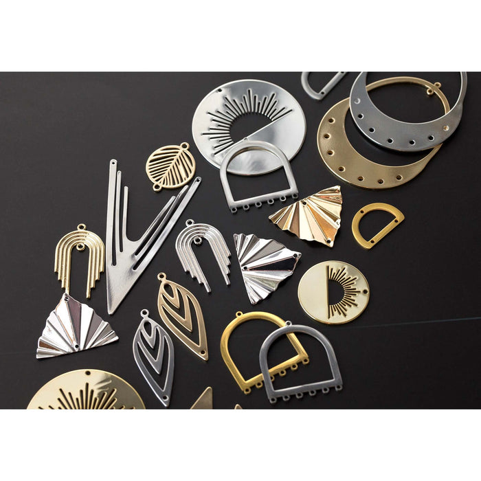 29x22mm Crimped Fan Connector from the Deco Collection - Rhodium Plated Brass (1 Pair)