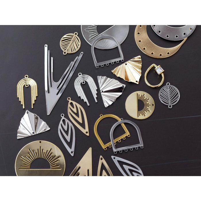 60mm Grande Art Deco 'V' Connector/Pendant from the Deco Collection - Gold Plated Brass