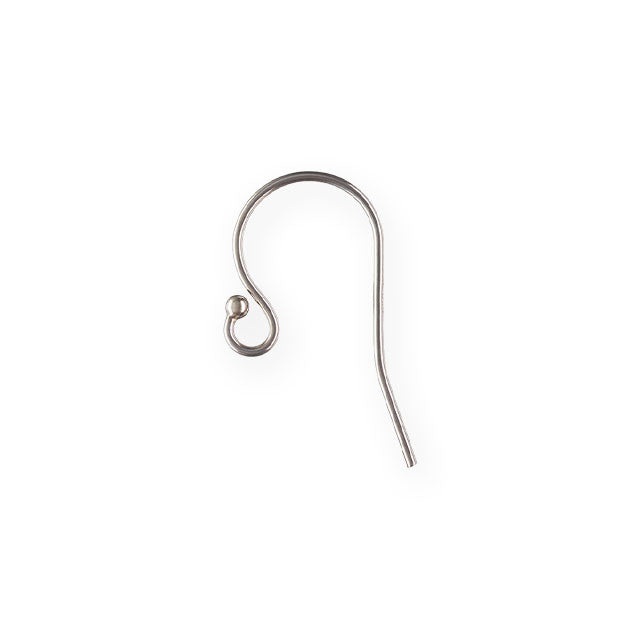 Earring Findings, Round Wire with Ball and Loop 21mm Long, Sterling Silver, (1 Pair)