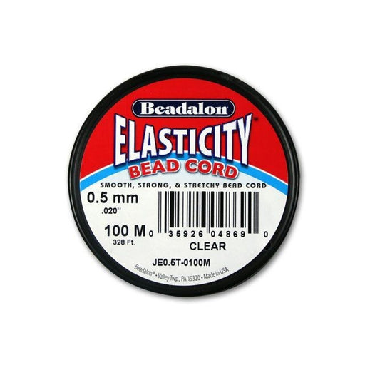 Beadalon Elasticity Stretch Cord, 0.5mm, Clear, 100 Meters
