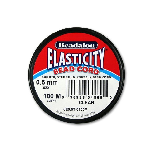 Beadalon Elasticity Stretch Cord, 0.5mm, Clear, 100 Meters