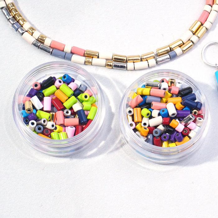 3mm Navy Enamel Tube Bead (10 Pieces)