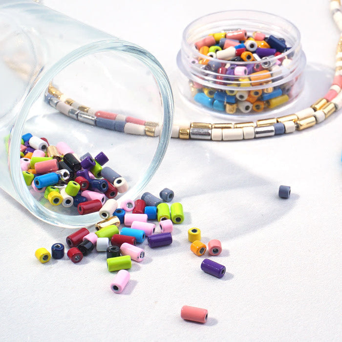 3mm Cream Enamel Tube Bead (10 Pieces)