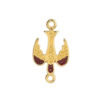 24K Gold-Plated Bird Connector Link with Light Burgundy Accent