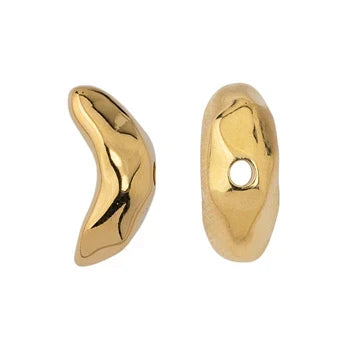 24K Gold-Plated Organic Crescent Large-Hole Bead with 2.5mm Hole