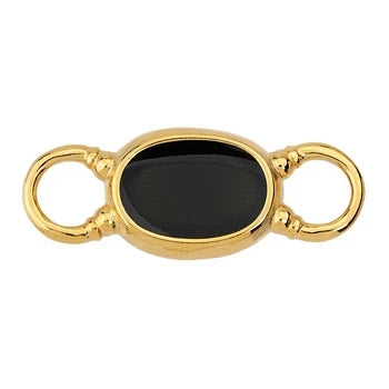 24K Gold-Plated Oval Connector Link with Black Diamond Accent
