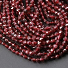 Natural Red Garnet 2mm Micro-Faceted Round Bead Strand - AAA Grade