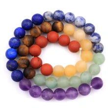 Natural Matte Chakra Gemstone 4mm Round Bead Strand - Seven Energy Mix