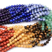 Natural Chakra Gemstone 8mm Smooth Round Bead Strand - Seven Energy Mix