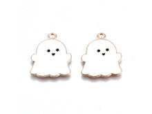 Light Gold and White Ghost Enamel Charm 22x18mm