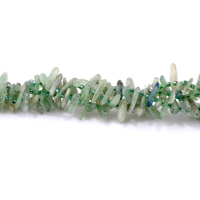 Green Kyanite 5x10-20mm Top Drill Teeth - 15-16 Inch