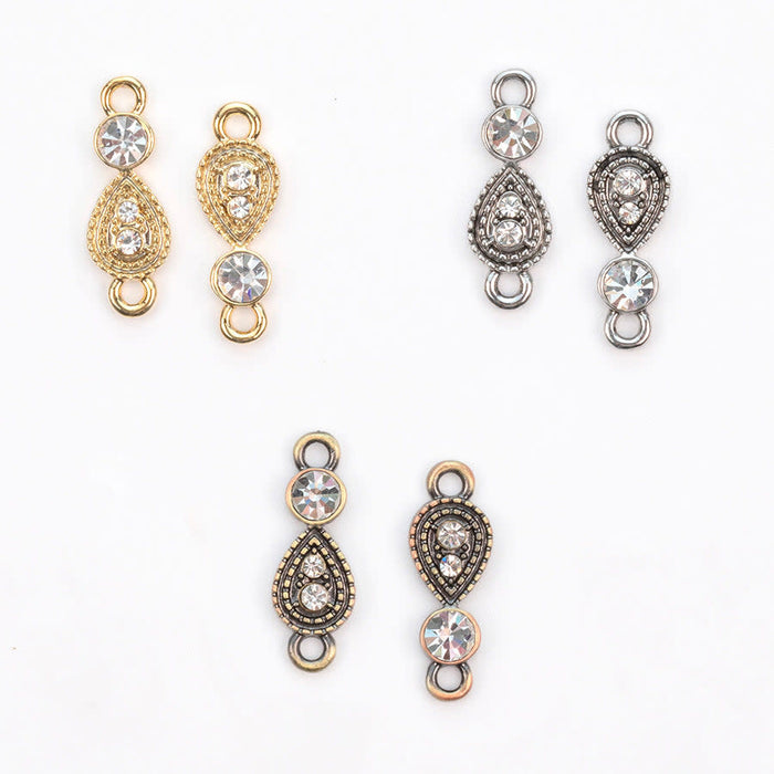 20x8mm Crystal Embellished Intricate Link/Connector in Antique Brass Plating from the Glam Collection (1 Pair)
