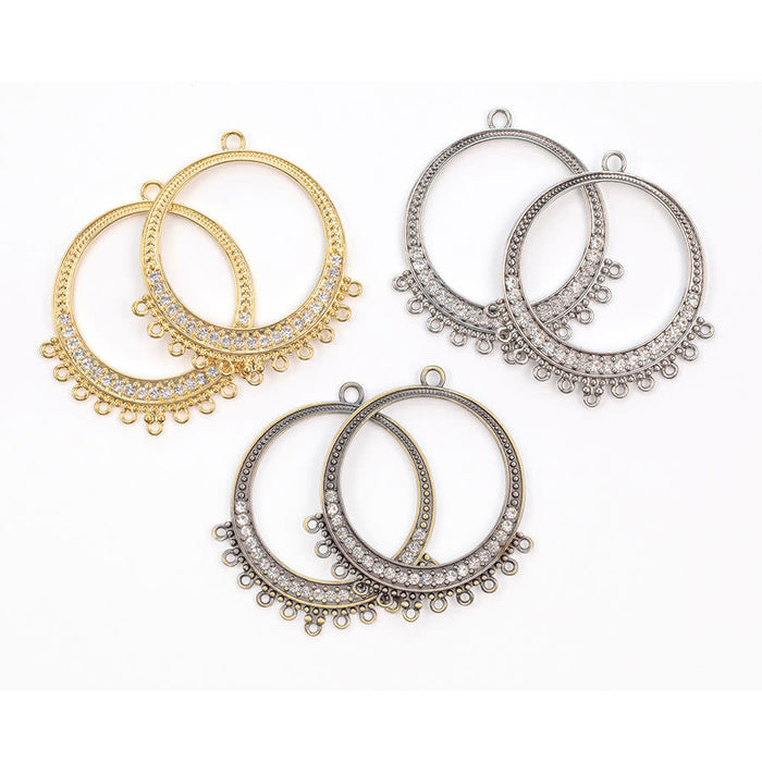 48x44mm Crystal Embellished Multi Loop Hoop Component in Antique Brass Plating from the Glam Collection (1 Pair)