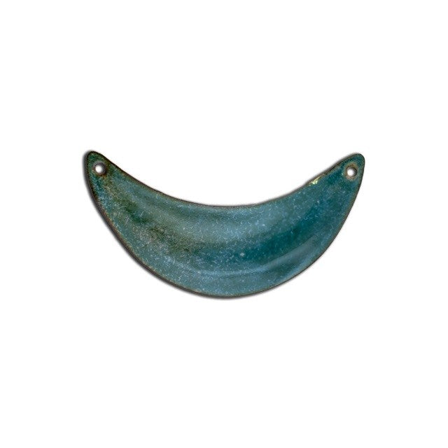 Link, Crescent with Organic Pattern 47x24mm, Enameled Brass Teal Blue, by Gardanne Beads (1 Piece)
