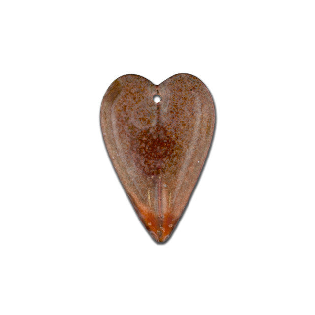 Pendant, Heart with Starburst 36.5x25.5mm, Enameled Brass Autumn Orange, by Gardanne Beads (1 Piece)