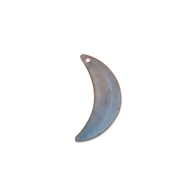 Pendant, Crescent Moon 36x19mm, Enameled Brass Cascade Blue, by Gardanne Beads (1 Piece)