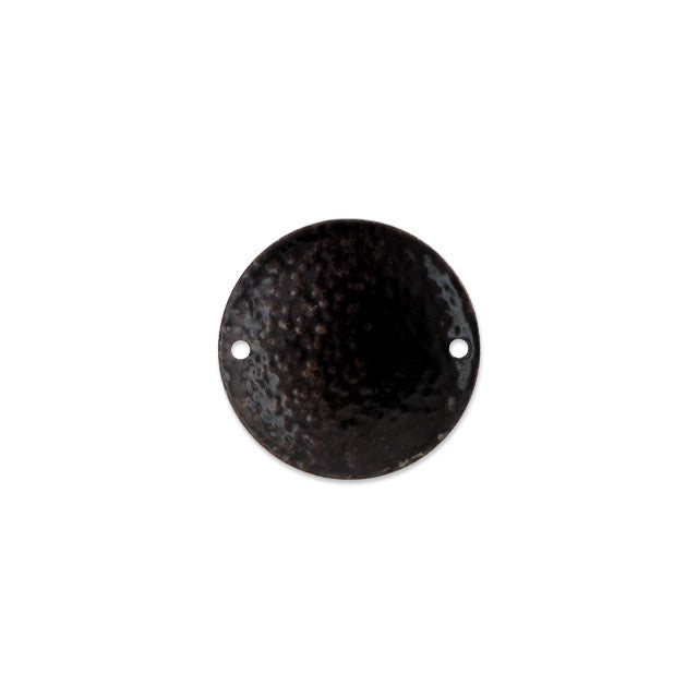 Pendant Link, Round with Space Pattern 32mm, Enameled Brass Black/White, by Gardanne Beads (1 Piece)