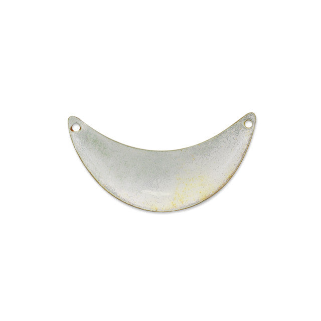 Pendant, Crescent with Stars 47x23mm , Enameled Brass Yellow with Silver, by Gardanne Beads (1 Piece)