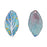 Pendant, Oval Leaf with Tree Design 41x22.5mm, Enameled Brass Blue Blend with White, by Gardanne Beads (1 Piece)