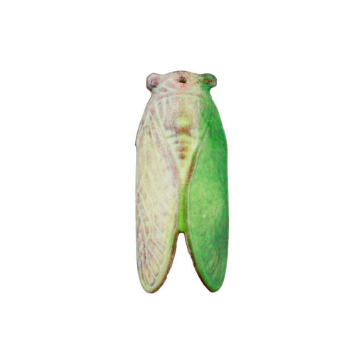 Pendant, Cicada Insect 45x19mm, Enameled Brass Fern Green Blend, by Gardanne Beads (1 Piece)
