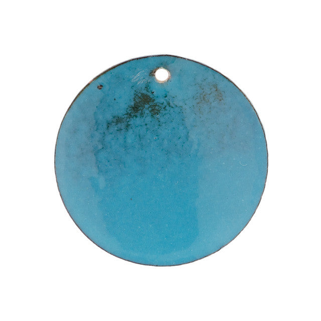 Pendant, Round with Burst 35mm, Enameled Brass Sapphire Blue, by Gardanne Beads (1 Piece)