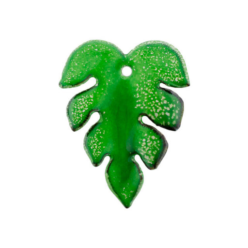 Gardanne Beads Emerald Green with White Accents Monstera Leaf Pendant (1 Piece)