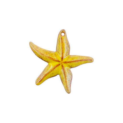 Pendant, Starfish 40x37.5mm, Enameled Brass Yellow, by Gardanne Beads (1 Piece)