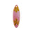 Pendant, Long Oval with Flower Pattern 45x14.5mm, Enameled Brass Raspberry Pink, by Gardanne Beads (1 Piece)
