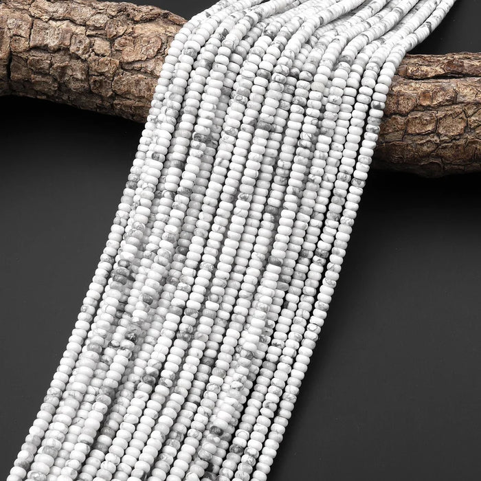 Natural Howlite 4mm Rondelle Bead Strand