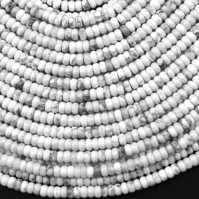 Natural Howlite 4mm Rondelle Bead Strand