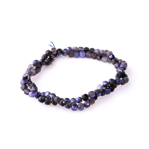 Iolite Natural Rainbow Plated 5mm Faceted Cube - 15-16 Inch