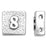 Alphabet Bead, Square with Two Holes Number '8', Sterling Silver (1 Piece)