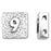 Alphabet Bead, Square with Two Holes Number '9', Sterling Silver (1 Piece)