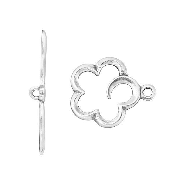 JBB Toggle Clasp, Flower 20mm, Sterling Silver (1 Piece)