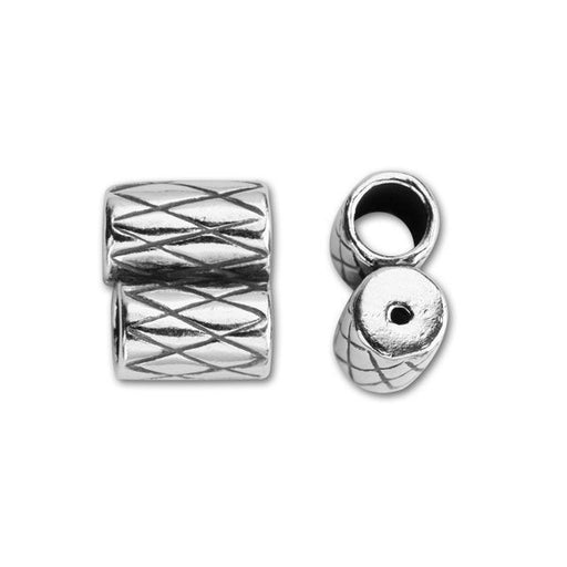 JBB Bead, Dual Slider Style End Cap with Snake Pattern 9x7.5mm, Sterling Silver (1 Piece)