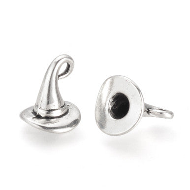 Antique Silver Whimsical Witch Hat Charm 11mm