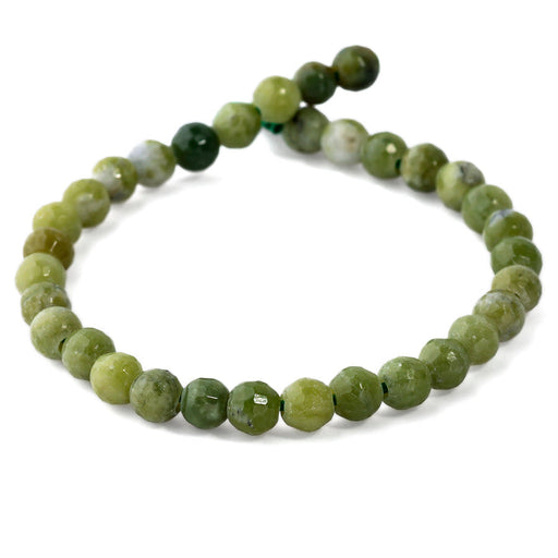 Jade 6mm Faceted Round Large Hole Beads - 8 Inch