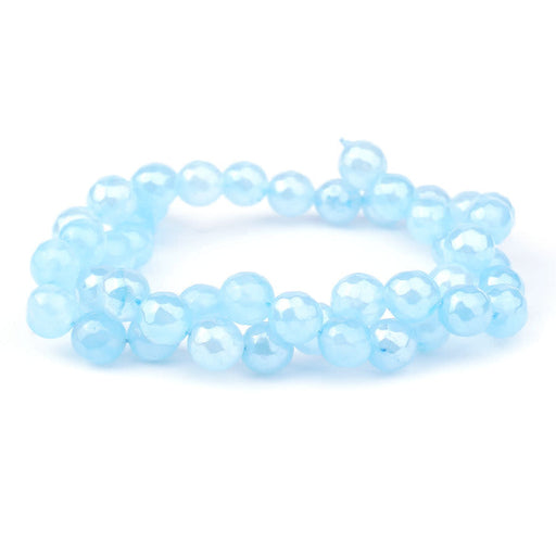 Jade 8mm Dyed Aqua Plated Round Faceted - Limited Editions