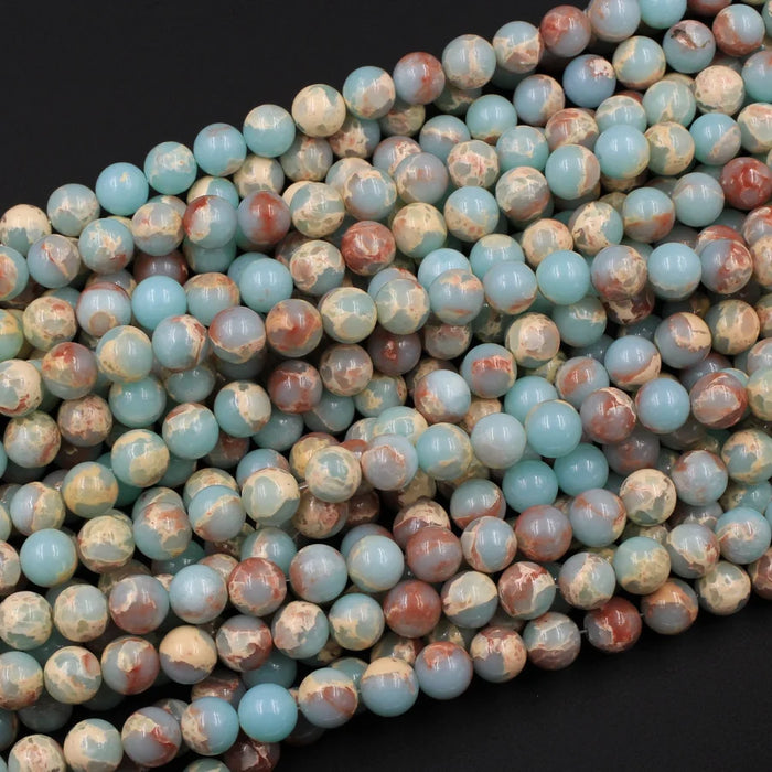 Impression Jasper 8mm Smooth Round Bead Strand