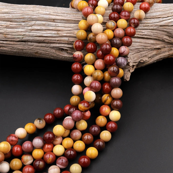 Natural Australian Mookaite Jasper 6mm Smooth Round Bead Strand