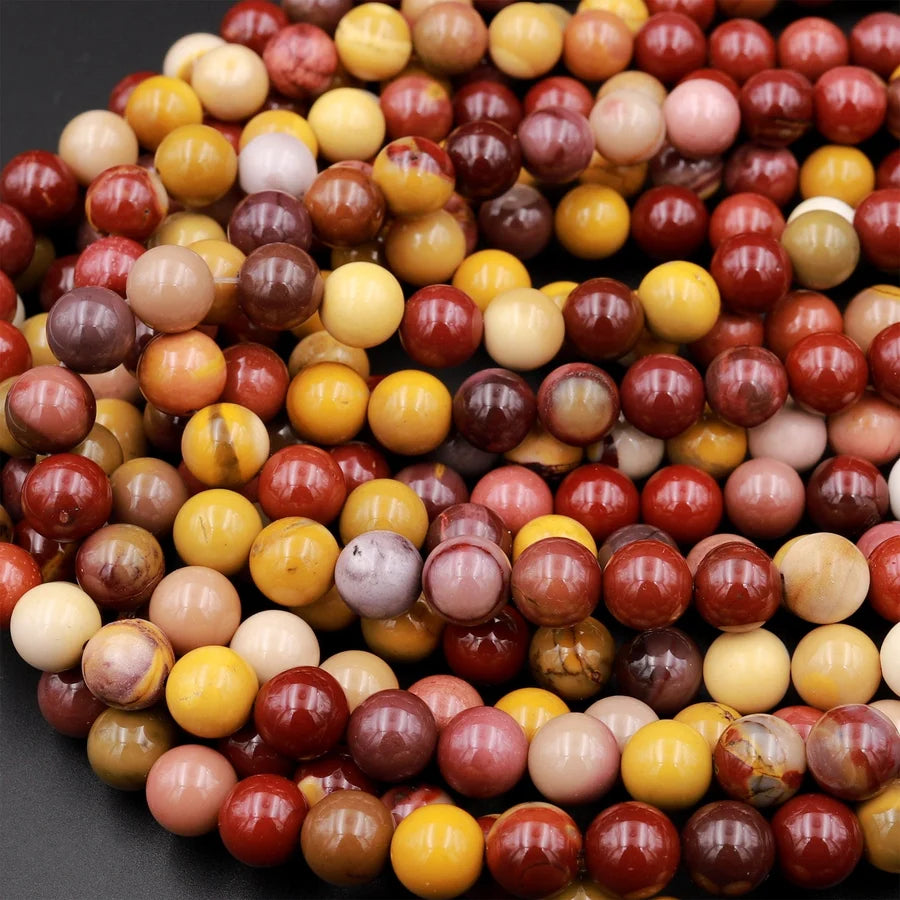Natural Australian Mookaite Jasper 6mm Smooth Round Bead Strand